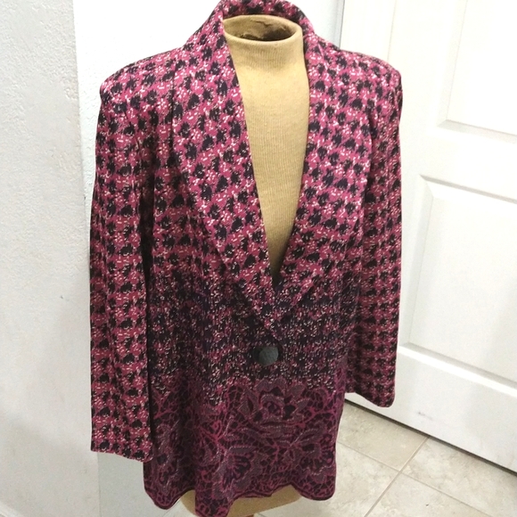 Misook Houndstooth Knit Jacket - Picture 2 of 7